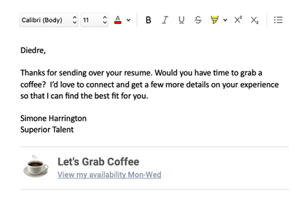 Professional recruiter scheduling tool with customizable booking links