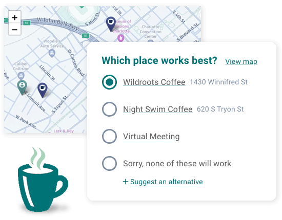 Let your invitee choose the location or place to meet